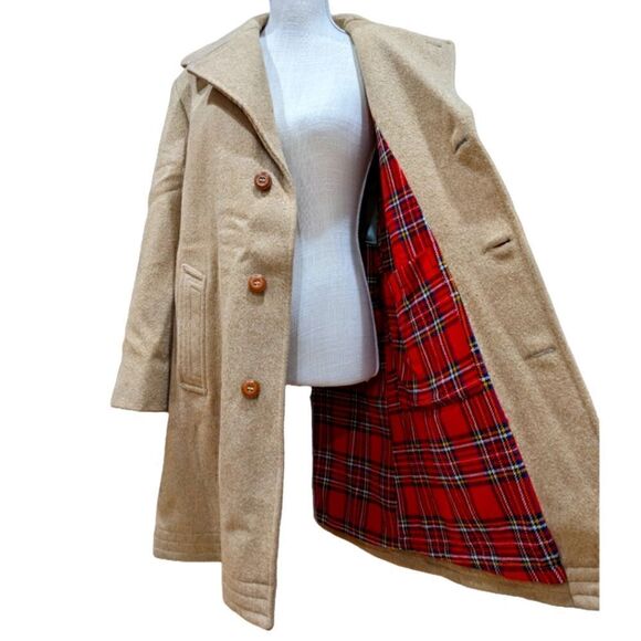 Lakeland USA Men's Tan Three Button Wool Long Coat Size 40 - Picture 6 of 11